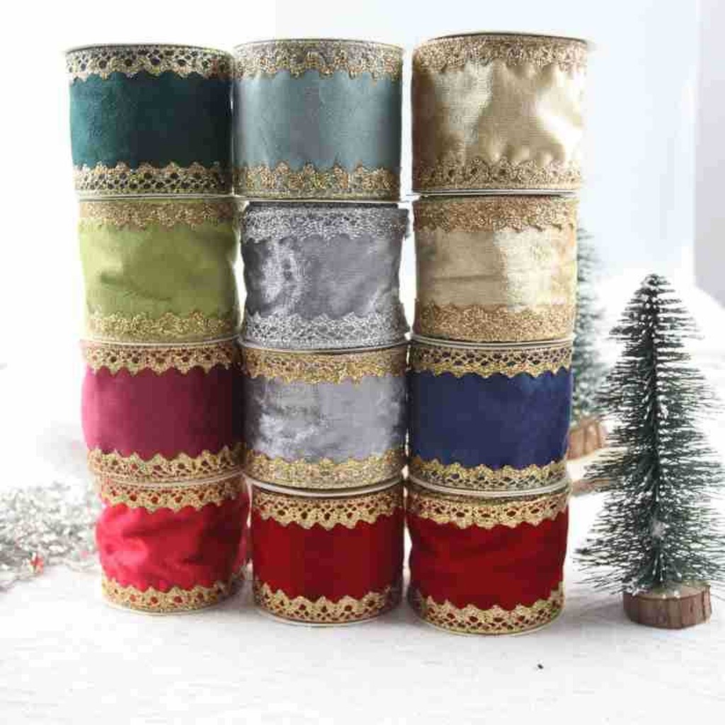 Velvet Ribbon Roll - Fita de tecido com fio, veludo,